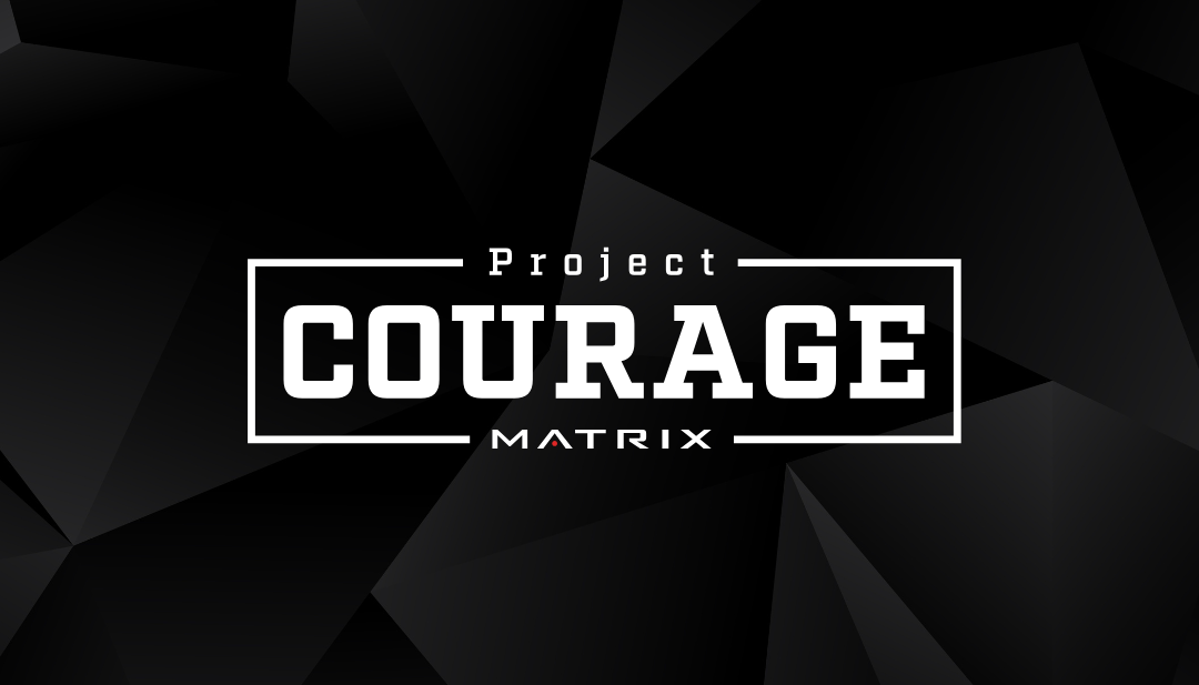 image shows the project courage logo in white on a black background